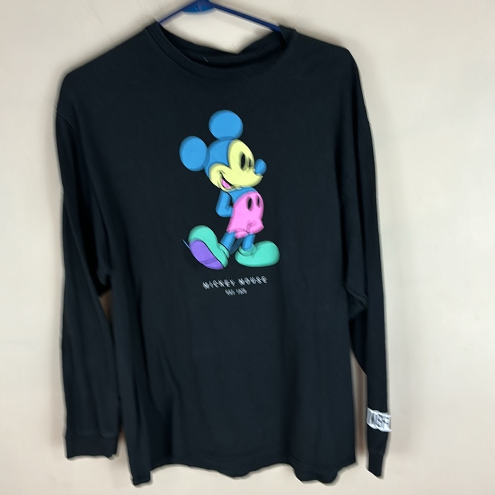 Neff x Disney Black  Long Sleeve T-shirt with Neon Mickey Size XL